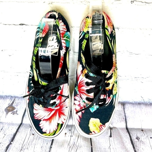 VANS Women's Tropical Hawaiian Print Black Pink Canvas Shoes Sneakers Size 6.5 - Picture 1 of 7